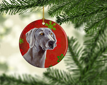 Load image into Gallery viewer, Weimaraner Red Snowflake Holiday Christmas Ornament - Round Ceramic Ornament – Artist-Designed Keepsake Decoration LH9341