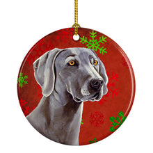 Load image into Gallery viewer, Weimaraner Red Snowflake Holiday Christmas Ornament - Round Ceramic Ornament – Artist-Designed Keepsake Decoration LH9341