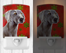 Load image into Gallery viewer, Weimaraner Red and Green Snowflakes Holiday Christmas Ceramic Night Light LH9341CNL