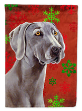 Load image into Gallery viewer, Weimaraner Red and Green Snowflakes Holiday Christmas Garden Flag – Decorative Outdoor Yard Flag
