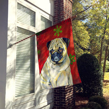 Load image into Gallery viewer, Pug Red and Green Snowflakes Holiday Christmas Flag Canvas House Size