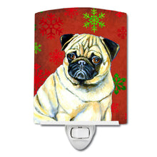 Load image into Gallery viewer, Pug Red and Green Snowflakes Holiday Christmas Ceramic Night Light LH9342CNL