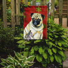 Load image into Gallery viewer, Pug Red and Green Snowflakes Holiday Christmas Garden Flag – Decorative Outdoor Yard Flag