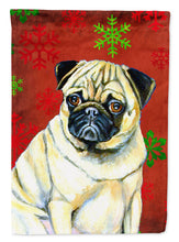 Load image into Gallery viewer, Pug Red and Green Snowflakes Holiday Christmas Garden Flag – Decorative Outdoor Yard Flag