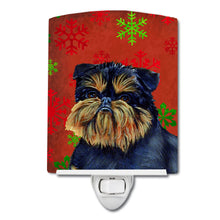 Load image into Gallery viewer, Brussels Griffon Red and Green Snowflakes Holiday Christmas Ceramic Night Light LH9343CNL