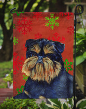 Load image into Gallery viewer, Brussels Griffon Red and Green Snowflakes Holiday Christmas Garden Flag – Decorative Outdoor Yard Flag