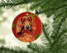 Load image into Gallery viewer, Irish Setter Red Snowflake Holiday Christmas Ornament - Round Ceramic Ornament – Artist-Designed Keepsake Decoration LH9344