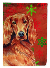 Load image into Gallery viewer, Irish Setter Red and Green Snowflakes Holiday Christmas Flag Canvas House Size