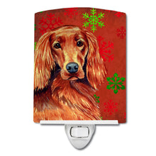 Load image into Gallery viewer, Irish Setter Red and Green Snowflakes Holiday Christmas Ceramic Night Light LH9344CNL