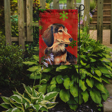 Load image into Gallery viewer, Dachshund Red and Green Snowflakes Holiday Christmas Garden Flag – Decorative Outdoor Yard Flag