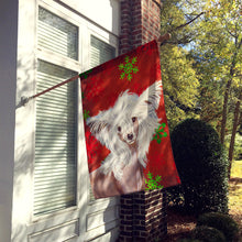 Load image into Gallery viewer, Chinese Crested Red Green Snowflakes Holiday Christmas Flag Canvas House Size