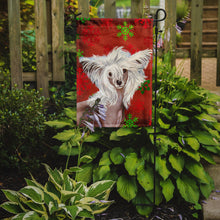 Load image into Gallery viewer, Chinese Crested Red and Green Snowflakes Holiday Christmas Garden Flag – Decorative Outdoor Yard Flag