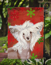 Load image into Gallery viewer, Chinese Crested Red and Green Snowflakes Holiday Christmas Garden Flag – Decorative Outdoor Yard Flag