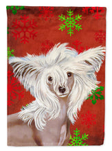 Load image into Gallery viewer, Chinese Crested Red and Green Snowflakes Holiday Christmas Garden Flag – Decorative Outdoor Yard Flag