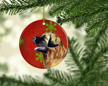 Load image into Gallery viewer, Leonberger Red Snowflake Holiday Christmas Ornament - Round Ceramic Ornament – Artist-Designed Keepsake Decoration LH9348