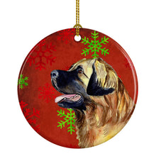 Load image into Gallery viewer, Leonberger Red Snowflake Holiday Christmas Ornament - Round Ceramic Ornament – Artist-Designed Keepsake Decoration LH9348