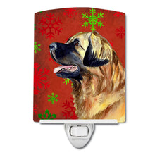 Load image into Gallery viewer, Leonberger Red and Green Snowflakes Holiday Christmas Ceramic Night Light LH9348CNL