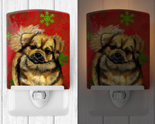 Load image into Gallery viewer, Tibetan Spaniel Red Green Snowflake Holiday Christmas Ceramic Night Light LH9349CNL