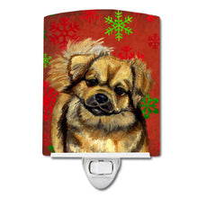 Load image into Gallery viewer, Tibetan Spaniel Red Green Snowflake Holiday Christmas Ceramic Night Light LH9349CNL