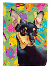 Load image into Gallery viewer, Min Pin Easter Eggtravaganza Garden Flag - Outdoor Decorative Yard Flag