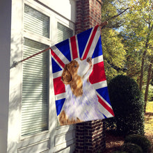 Load image into Gallery viewer, Australian Shepherd with English Union Jack British Flag Flag Canvas House Size LH9470CHF