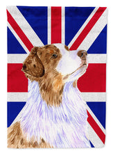 Load image into Gallery viewer, Australian Shepherd with English Union Jack British Flag Flag Canvas House Size LH9470CHF