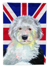 Load image into Gallery viewer, Old English Sheepdog with English Union Jack British Flag Garden Flag – Decorative Outdoor Yard Flag LH9497GF