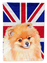 Load image into Gallery viewer, Pomeranian with English Union Jack British Flag Garden Flag - Outdoor Decorative Yard Flag