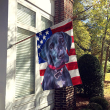 Load image into Gallery viewer, Black Great Dane Puppy USA Patriotic American Flag Flag Canvas House Size LH9544CHF