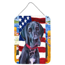 Load image into Gallery viewer, Black Great Dane Puppy USA Patriotic American Flag Wall or Door Hanging Prints LH9544DS1216