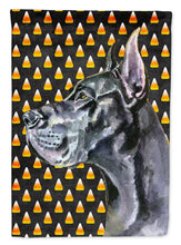 Load image into Gallery viewer, Black Great Dane Candy Corn Halloween Flag Canvas House Size LH9550CHF