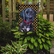 Load image into Gallery viewer, Black Great Dane Puppy Candy Corn Halloween Garden Flag - Outdoor Decorative Yard Flag