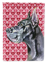 Load image into Gallery viewer, Black Great Dane Hearts Love and Valentine's Day Flag Canvas House Size LH9564CHF
