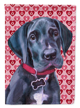 Load image into Gallery viewer, Black Great Dane Puppy Hearts Love and Valentine's Day Flag Canvas House Size LH9565CHF