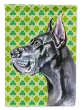 Load image into Gallery viewer, Black Great Dane St. Patrick's Day Shamrock Flag Canvas House Size LH9571CHF