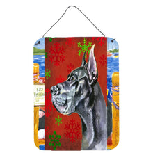 Load image into Gallery viewer, Black Great Dane Red Snowflakes Holiday Christmas Wall or Door Hanging Prints LH9578DS1216