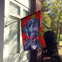 Load image into Gallery viewer, Black Great Dane Puppy Red Snowflakes Holiday Christmas Flag Canvas House Size LH9579CHF