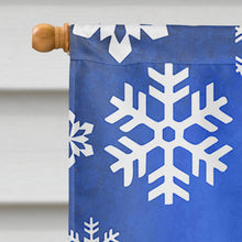 Load image into Gallery viewer, Black Great Dane Winter Snowflakes Holiday Flag Canvas House Size LH9585CHF