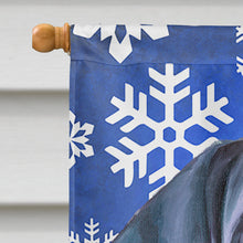 Load image into Gallery viewer, Black Great Dane Puppy Winter Snowflakes Holiday Flag Canvas House Size LH9586CHF