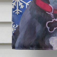 Load image into Gallery viewer, Black Great Dane Puppy Winter Snowflakes Holiday Flag Canvas House Size LH9586CHF