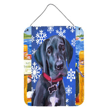 Load image into Gallery viewer, Black Great Dane Puppy Winter Snowflakes Holiday Wall or Door Hanging Prints LH9586DS1216