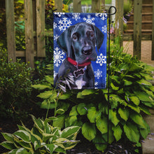 Load image into Gallery viewer, Black Great Dane Puppy Winter Snowflakes Holiday Garden Flag - Outdoor Decorative Yard Flag LH9586GF