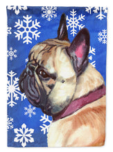 Load image into Gallery viewer, French Bulldog Frenchie Winter Snowflakes Holiday Flag Canvas House Size LH9587CHF