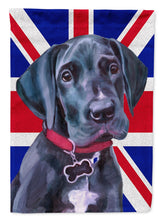 Load image into Gallery viewer, Black Great Dane Puppy with English Union Jack British Flag Flag Canvas House Size LH9600CHF