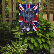 Load image into Gallery viewer, Black Great Dane Puppy with English Union Jack British Flag Garden Flag - Outdoor Decorative Yard Flag LH9600GF