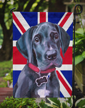 Load image into Gallery viewer, Black Great Dane Puppy with English Union Jack British Flag Garden Flag - Outdoor Decorative Yard Flag LH9600GF