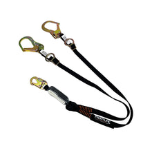 Load image into Gallery viewer, Frontline LPO62RADJ Combat 6' Tie-Back Double Leg Shock Absorbing Lanyard with Rebar Hooks