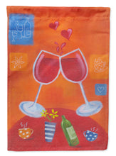 Load image into Gallery viewer, Wine Toast Cheers by Sarah Latham Flag Canvas House Size LSL0171CHF