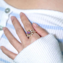 Load image into Gallery viewer, La Estrella - Halo Trillion Diamond Boulder Opal Engagement Ring 18K Yellow Gold