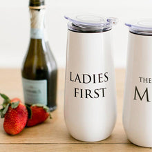 Load image into Gallery viewer, Ladies First Champagne Tumbler with Fliptop Lid | Stainless Steel Insulated Flute
